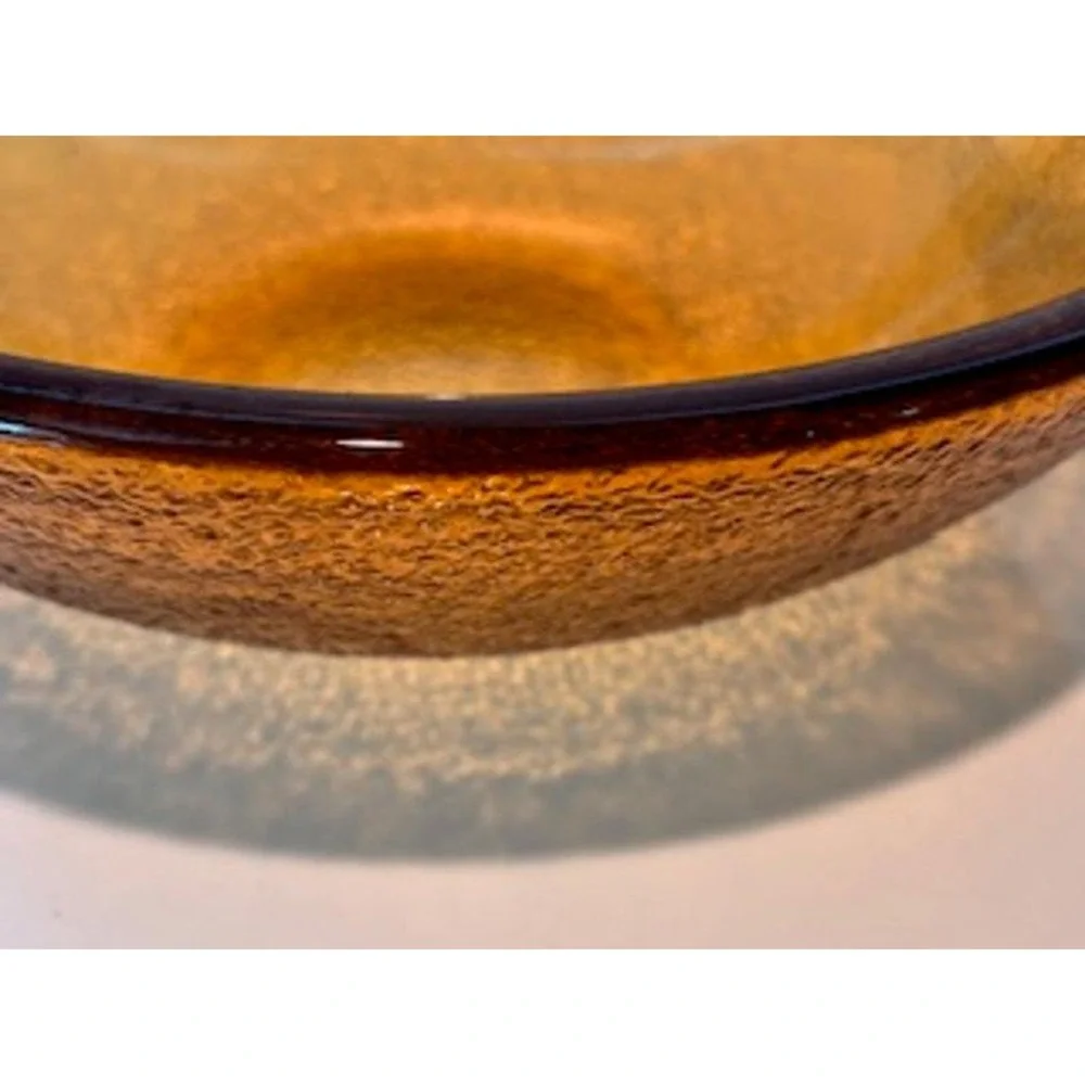 Vintage Imperial Co. Amber‎ Glass Serving Bowl Textured Weighted Serveware
